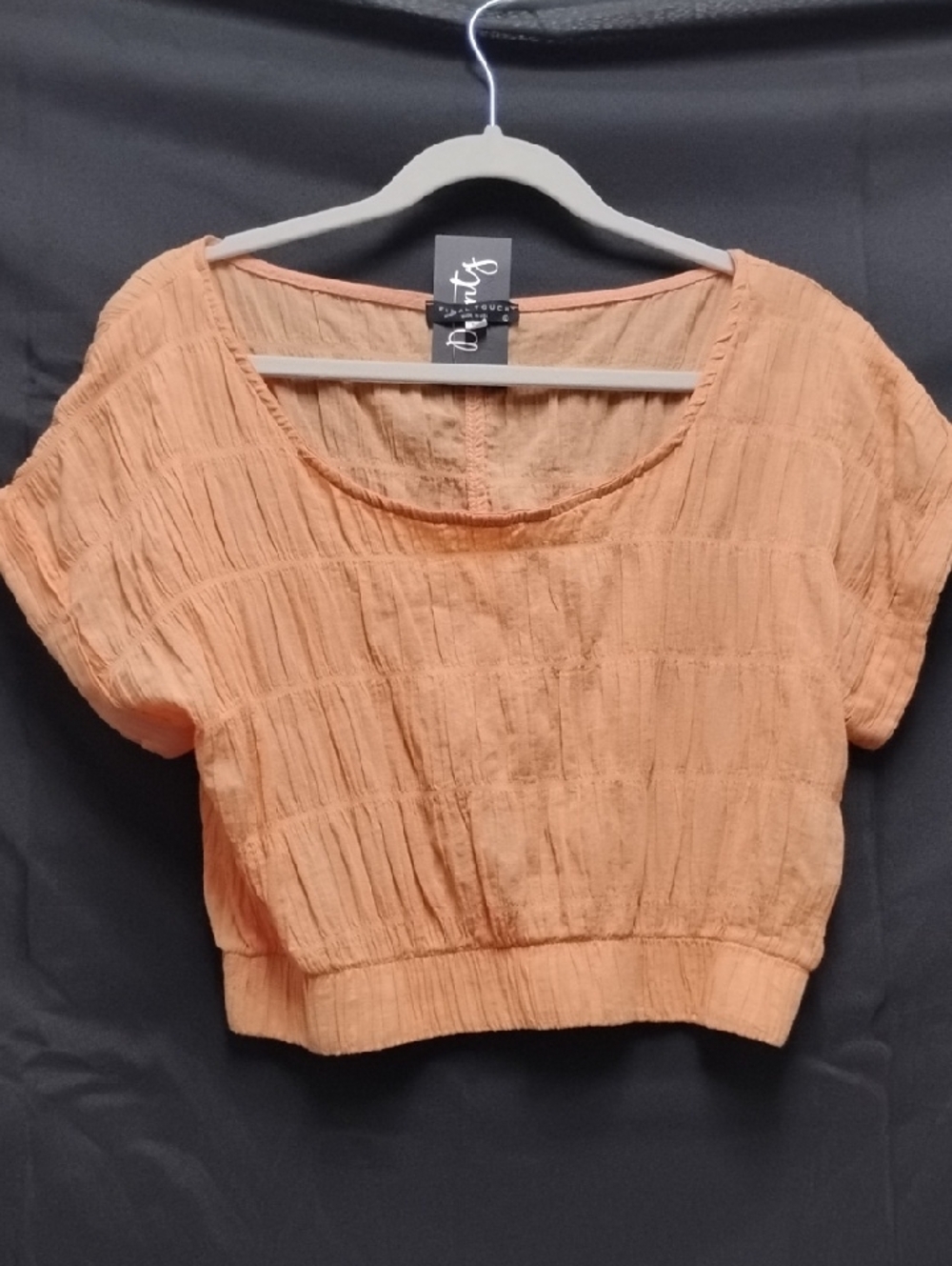 Final Touch Peach Short-Sleeve Cropped Scoop Top